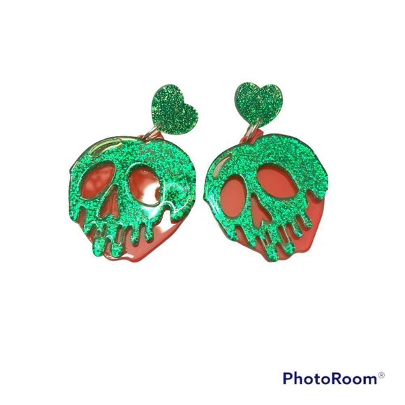 Snow White Poison Apple Earrings - Picture 2 of 5